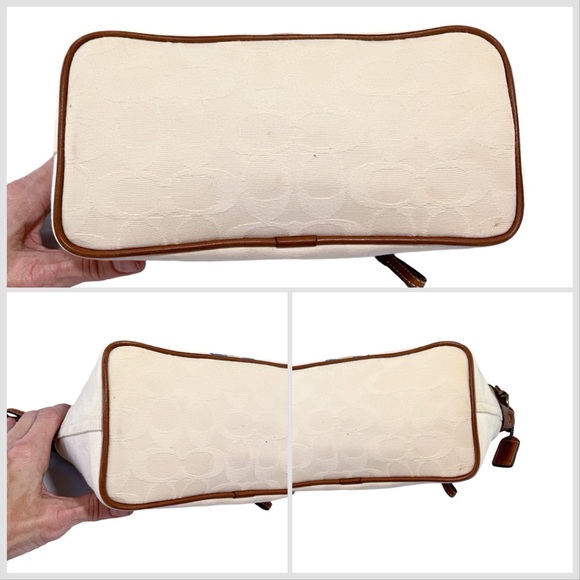 Coach Vintage Signature Striped Cream on Cream Jacquard & Brown Leather Baguette - Picture 6 of 7